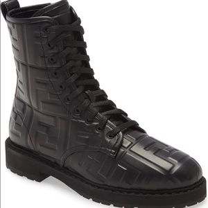 Fendi FF Logo Biker Combat Boots 37 7 Like new